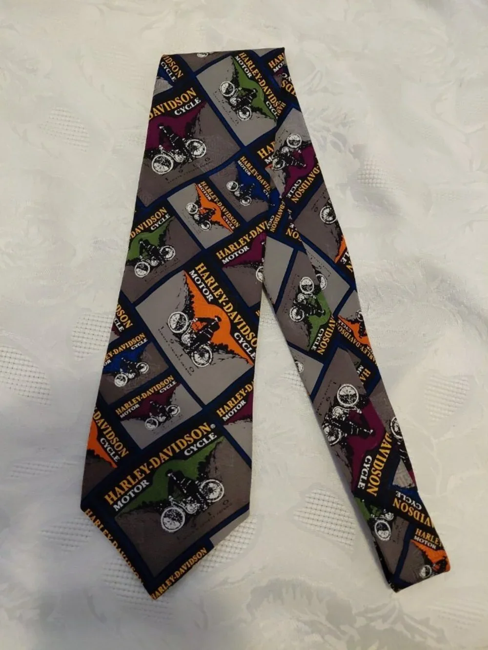 Harley Davidson Motorcycle Necktie 1994 Vintage Ralph Marlin RM Style Silk